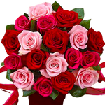 A graceful bouquet of 18 luscious red and pink roses hand-tied in the European tradition. For your special someone!