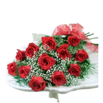 Let Love Bloom with a beautiful presentation style bouquet of a dozen premium red roses.