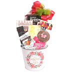Best Mom Ever gift basket filled with sweet treats, brittle, jelly beans, candy treats, chocolates and nuts.