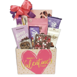 This Valentine's Day gift box is curated with a scrumptious selection of delicious chocolate treats, including chocolate cookies, chocolate covered pretzels, brownie bites, fudge, truffles and more. Show your love with a variety of chocolate favourites.