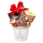 A coffee lover will love to receive this gift basket designed in our beautiful Christmas tree tin. It's filled with specialty coffee, coffee flavoured treats, biscotti, chocolate and more along with a festive ornament to keep after all the treats have been enjoyed.