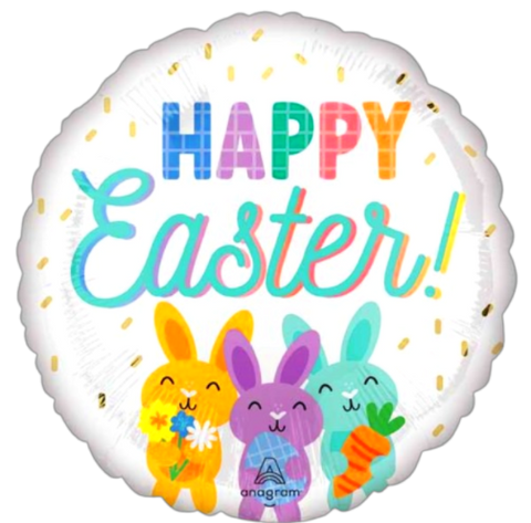 Add a festive flair to your Easter gift basket or floral arrangement with a specially designed Easter mylar balloon. Cheerful seasonal designs may vary.