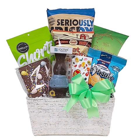 This one's for the "Nibbler" who is sure to enjoy this bounty of sweet and salty treats. Whether they're young or young at heart they'll love all the treats to indulge in! A beautiful Easter basket to give and to receive!