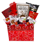 Send your heartfelt wishes with this designer gift box filled with lots of treats to savour. There's luscious truffles, pretzels, fudge, nuts, jelly beans and more.