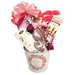 Mother's Day Gift basket filled with truffles, nuts, brittle, candies and biscuits.