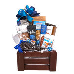 A crateful of nuts of all kinds!  There's peanut brittle, chocolate covered almonds, Bavarian nuts, spiced nuts, honey nuts, chocolate with nuts and truffles too!  An endless supply of delicious nuts for the nut lover!