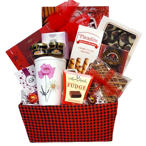 Our Tea-Licious gift basket is filled with a variety of teas nestled amongst delicious biscuits and wafers, chocolates and truffles too! Sure to warm the heart!