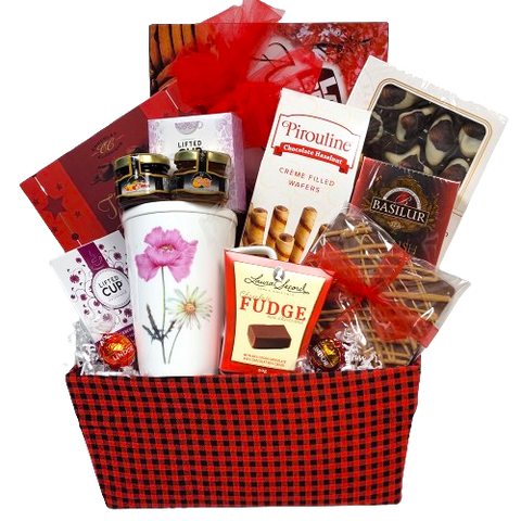 Our Tea-Licious basket is filled with a variety of teas nestled amongst delicious biscuits and wafers, chocolates and truffles too! Sure to warm the heart!