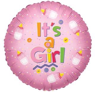"It's a girl" baby balloon ad on for your baby gift basket.