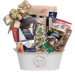 Once the halls are all decked, they'll relax and enjoy all the delicious offerings in this festive tin basket. There's lots of yummy treats, along with cheese & crackers, an assortment of tea, dip mix and more.