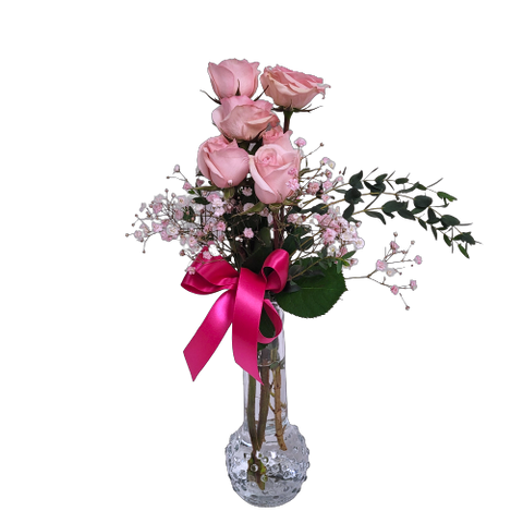 A pretty bud vase of soft and pretty blooms. When you want to send a little soft touch of joy.  