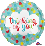 Balloon ad on for your thoughtful gift basket that reads "Thinking of You"