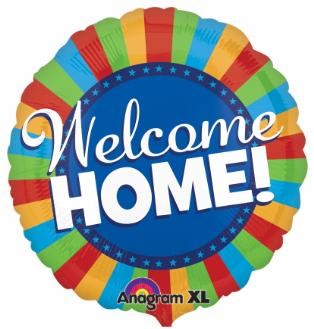 Balloon ad on for your housewarming gift basket that reads "Welcome Home"